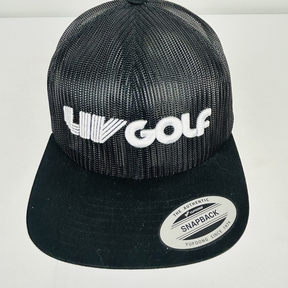 LIV GOLF Adjustable Snapback Black Mesh Trucker Authentic Hat Cap